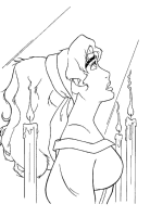 A coloring page of the hunchback of notre dame